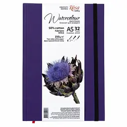 Блокнот для акварелі Unica by Fabriano А5 250г/м2 32 л папір білий Фіолетовий ROSA Gallery