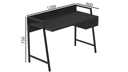 Письмовий стіл Ferrum-decor 750x1200x600 Чорний метал ДСП Сосна Кембра 32 мм (FRD-103445) - мініатюра 3