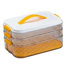 Контейнер для зберігання та заморожування продуктів триярусний 32*21*16,5 см, помаранчевий TS Kitchen HP50657 - мініатюра 5