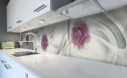 Кухонний фартух Happy Pocket Пишні бутони Шовк вініловий для кухні 65х250 см Абстракція Сірий Z184771 - мініатюра 5