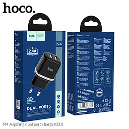 Адаптер живлення зарядний HOCO Aspiring dual port charger N4 2 USB-CB сам блок білий - мініатюра 8