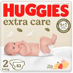 Подгузники Huggies Extra Care 2 (3-6 кг), 82 шт.