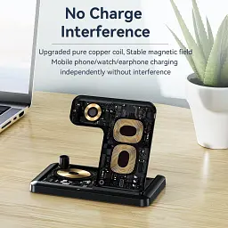 Зарядний пристрій Essager 4-in-1 wireless charger 15W foldable desktop black (EWXZM-JC01-Z) - мініатюра 8
