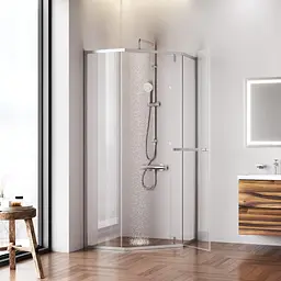 Душове огородження 5-corner Pivot AM.PM Gem 90×90 см, без піддону, хром профіль W90UG-405-9090-MT - мініатюра 6
