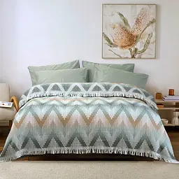 Покривало Lotus Home - Girona зелений/гірчичний 230x240 - мініатюра 2