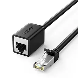 Кабель-подовжувач Ethernet UGREEN NW112 3 м RJ45 штекер на гніздо Cat 6 до 1000 Мбіт/с екранований F/UTP жили з чистої міді чорний (11282)