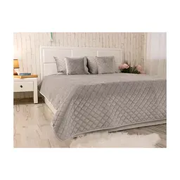Покривало Руно двостороннє декоративне Velour Grey ромб 220х240 см (330.55_Grey ромб) - мініатюра 6