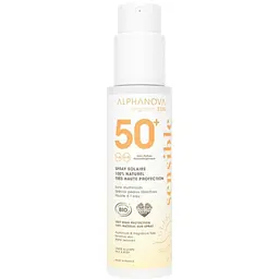 Сонцезахисний спрей для чутливої шкіри обличчя та тіла Alphanova Organic Sun SPF 50+ органічний 100 г