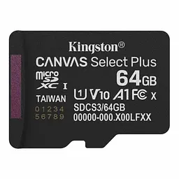 Карта пам'яті microSDXC 64Gb Canvas Select Plus Kingston teh0024471