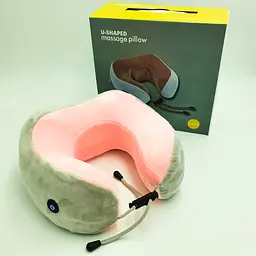 Масажна подушка універсальна масажер для спини рук та ніг U-Shaped Massage Pillow бежевий