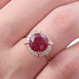 Каблучка з жовтого золота з великим рожевим каменем 19 K-0172 - мініатюра 4