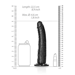 Фалоімітатор RealRock Slim Realistic 8" 22.5 см (чорний) - мініатюра 9