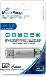 Флеш-накопичувач MediaRange USB 3.0 combo flash drive, with USB Type-C plug, 64GB (MR937) - мініатюра 2