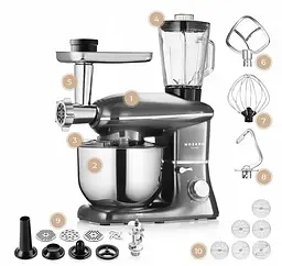 Кухонний комбайн Mozano планетарний Kitchen Assistant 6 в 1 3200 Вт чаша 6.2 л - мініатюра 2