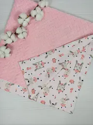 Плед дитячий плюшовий 97х97 a.l.babybox Зайчики на гойдалці Рожевий - мініатюра 3