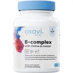 Комплекс вітамінів групи B Osavi B-complex with choline & inositol, 60 капсул з холіном і інозитолом - мініатюра 1