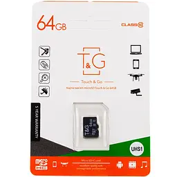 Карта пам'яті TG (UHS-1) microSDXC Class 10 - 64GB (без адаптера) Чорний