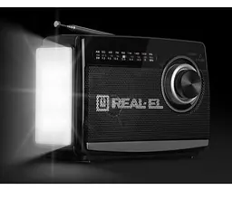 Радиоприемник портативный REAL-EL X510 Black с фонариком - мініатюра 7