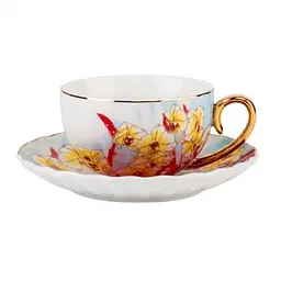 Чашка з блюдцем Elisey Ceramic Grace 4 білий з червоним 200 мл (9217-0114)