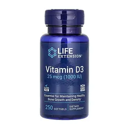 Вітамін D3 Life Extension 25 мкг - 250 софтгелів