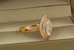 Кільце Xuping Jewelry маркіз в подвійній оправі фіанітів р 20 золотисте - мініатюра 2