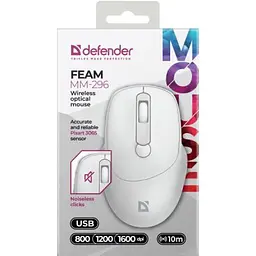 Мишка Defender Feam MM-296 Wireless White (52297) - мініатюра 3
