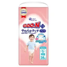 Трусики-підгузки GOO.N Plus для дітей 12-22 кг (розмір XL, унісекс, 38 шт)