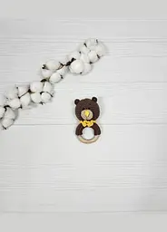 Брязкальце ручної роботи "Ведмедик" a.l.babybox Коричневий-жовтий