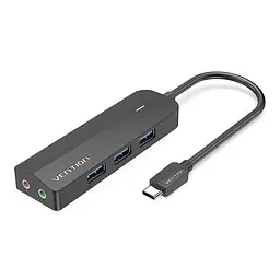 Хаб USB 3.1 Type-C - 3xUSB 3.0/MicroUSB/3.5mm Sound Adapter чорний Vention (TGQBB)