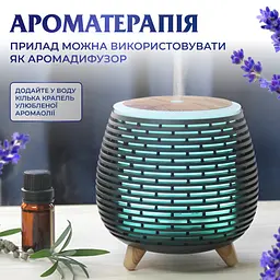 Зволожувач повітря аромадифузор з підсвічуванням 140 мл, чорний Holdmay HPKP6049B - мініатюра 3