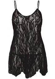 Сорочка бебі-дол Leg Avenue Rose Lace Flair Chemise Black, Queen Size - мініатюра 2