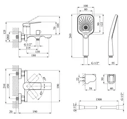 Змішувач для ванни Kroner KRP Makon - GRP060 (CV033863) - мініатюра 9