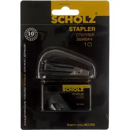 Степлер 10 Scholz 8 аркушів міні чорний +1000 скоб 4035