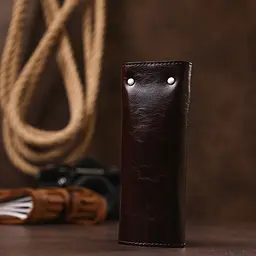 Зручна шкіряна ключниця Shvigel 16534 коричнева - мініатюра 9