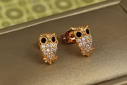 Сережки гвоздики Xuping Jewelry сови 1,2 см золотисті