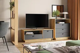 Комод Moreli Kuba FK-0001 з полицею та ящиками Ш 800хВ900хГ450мм Дуб Аппалачі - мініатюра 3