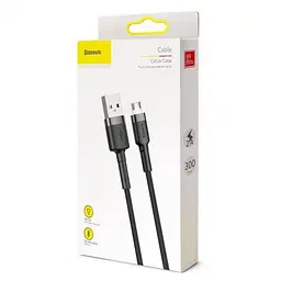 Кабель Baseus Cafule Cable USB to MicroUSB 2A 3m CAMKLF-HG1 Black-Grey - мініатюра 2