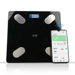 Підлогові скляні ваги DOMOTEC до 180 кг смарт-ваги з аналізом складу тіла, 12 показників, Bluetooth - мініатюра 2