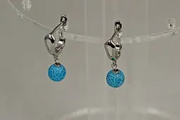Сережки No Name підвіски блакитний агат 2,6 см сріблясті - мініатюра 3