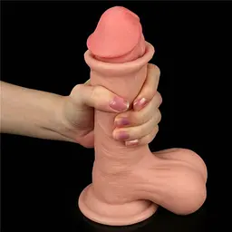 Фаломіметатор Lovetoy Sliding Skin Dual Layer, 19,5 см (тілесний) - мініатюра 5