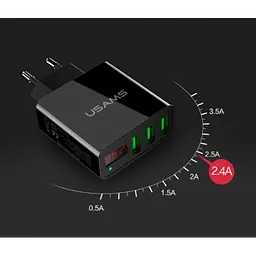 Зарядний пристрій Usams Travel Charger LED Display 3 usb US-CC035 - мініатюра 4