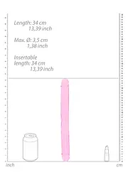Двосторонній фалоімітатор RealRock Crystal Clear Double Dildo 13'' 34 см рожевий - мініатюра 5