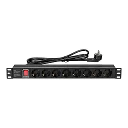 Блок розеток E-NET PDU/8M-16А Black на 8 розеток Schuko, с выключателем (25-00065) - миниатюра 2