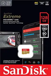 SanDisk Карта пам'яті 128GB microSDXC C10 UHS-I U3 R190/W90MB/s Extreme V30 - мініатюра 2