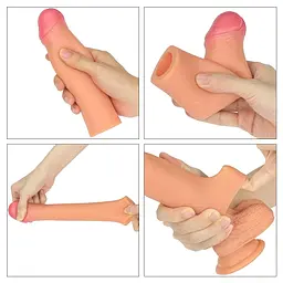 Еластична подовжуюча насадка на член Lovetoy Revolutionary Silicone Nature Extender, +5 см (тілесний) - мініатюра 3