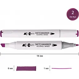 Набір спиртових маркерів Santi Professional SA-2 фіолетово-червоний 6 шт. (390813) - мініатюра 2
