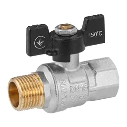 Кран кульовий Kroner 1/2" ВЗ PN40 метелик, нікельований (CV033207) - мініатюра 1