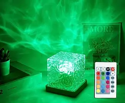 Нічник-проєктор Куб RGB з ефектом водяної хвилі з пультом - мініатюра 5