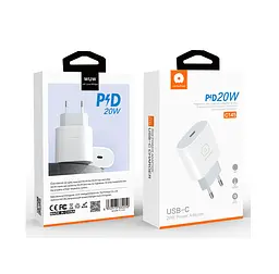 Мережевий зарядний пристрій WUW-C145 PD 20W USB C білий - мініатюра 3
