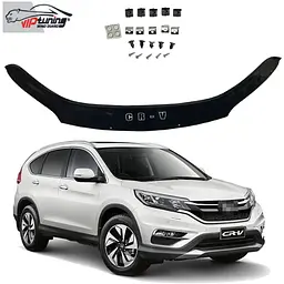 Дефлектор капоту мухобійка Honda CR-V 2012-2017 Євро Кріплення (Vip Tuning) HD55